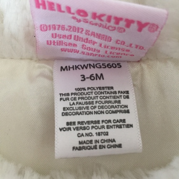 Hello Kitty Off White Button-Up Coat 3-6 Months - Picture 3 of 5